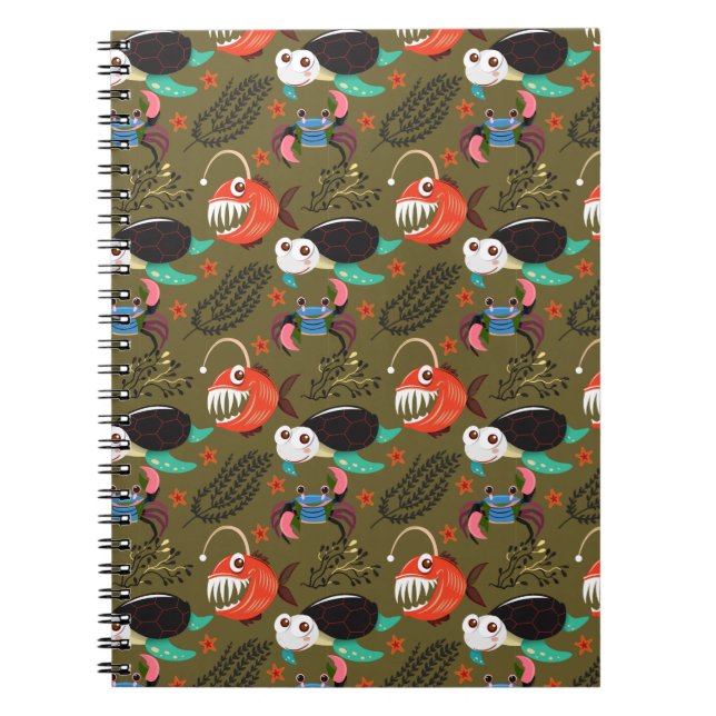 Aquatic animals pattern | ocean underwater life 36 notebook (Front)