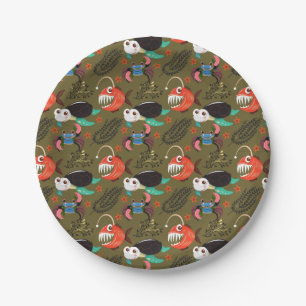 Aquatic animals pattern   ocean underwater life 36 paper plate