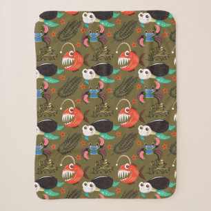 Aquatic animals pattern ocean underwater life 36 sherpa blanket
