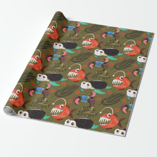 Aquatic animals pattern   ocean underwater life 36 wrapping paper