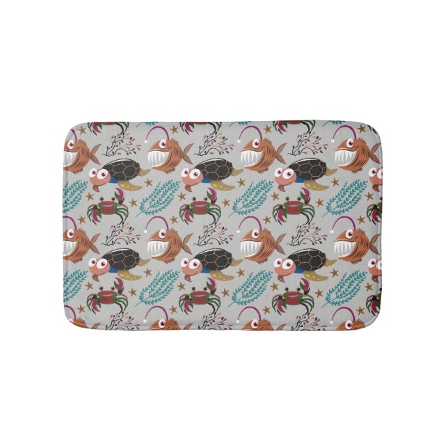 Aquatic animals pattern | ocean underwater life 37 bath mat (Front)