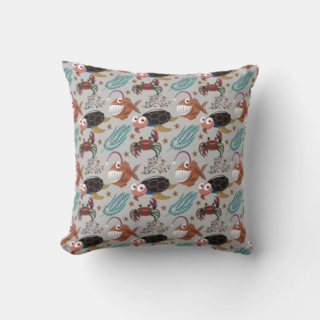 Aquatic animals pattern | ocean underwater life 37 cushion (Front)