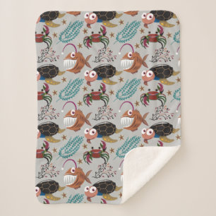 Aquatic animals pattern ocean underwater life 37 sherpa blanket