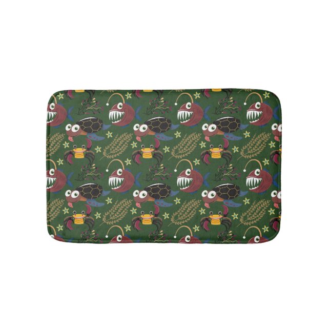Aquatic animals pattern | ocean underwater life 38 bath mat (Front)