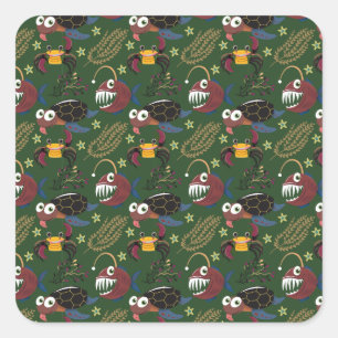 Aquatic animals pattern ocean underwater life 38 square sticker