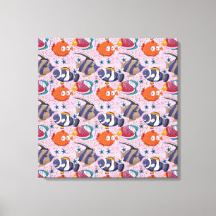 Aquatic animals pattern ocean underwater life 39 canvas print