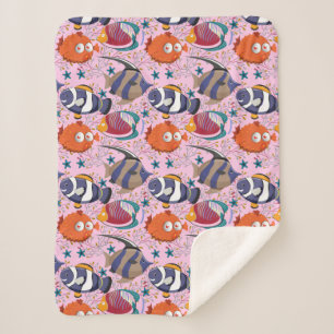 Aquatic animals pattern ocean underwater life 39 sherpa blanket