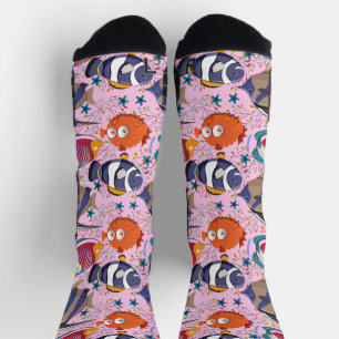 Aquatic animals pattern   ocean underwater life 39 socks