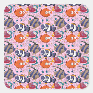 Aquatic animals pattern ocean underwater life 39 square sticker