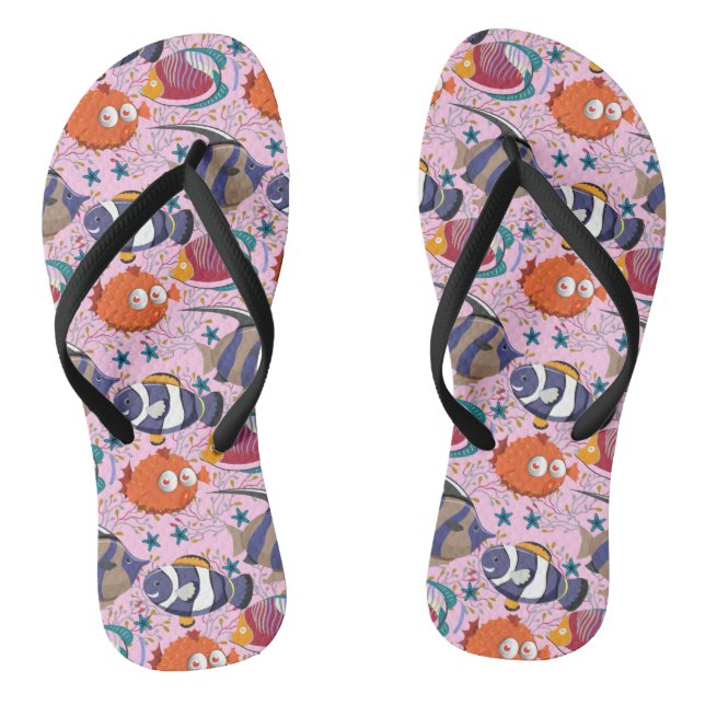 Aquatic animals pattern | ocean underwater life 39 thongs (Footbed)