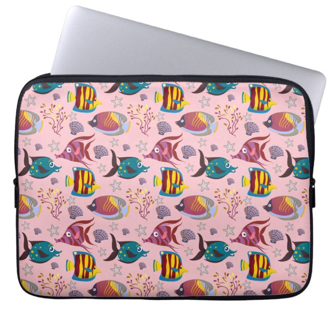 Aquatic animals pattern | ocean underwater life 3 laptop sleeve (Front)