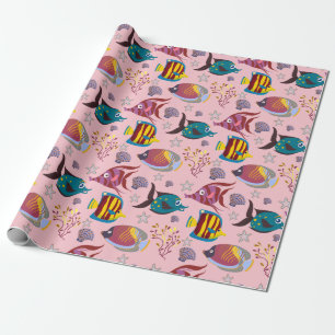 Aquatic animals pattern ocean underwater life 3 wrapping paper