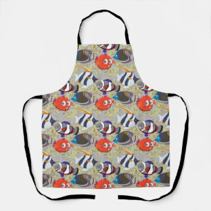 Aquatic animals pattern   ocean underwater life 40 apron