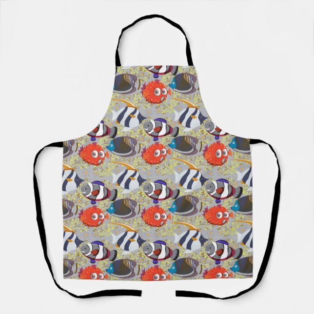 Aquatic animals pattern | ocean underwater life 40 apron (Front)