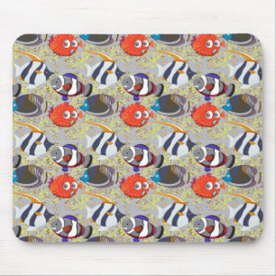 Aquatic animals pattern   ocean underwater life 40 mouse pad