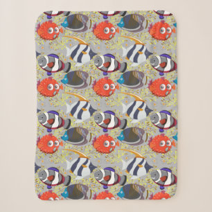 Aquatic animals pattern   ocean underwater life 40 sherpa blanket