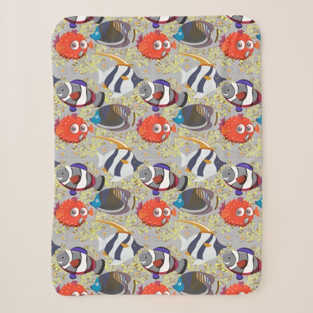 Aquatic animals pattern | ocean underwater life 40 sherpa blanket (Front)