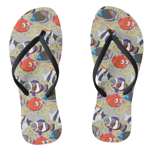 Aquatic animals pattern | ocean underwater life 40 thongs (Footbed)