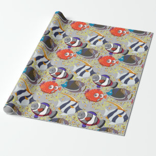 Aquatic animals pattern   ocean underwater life 40 wrapping paper