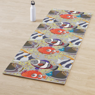 Aquatic animals pattern   ocean underwater life 40 yoga mat
