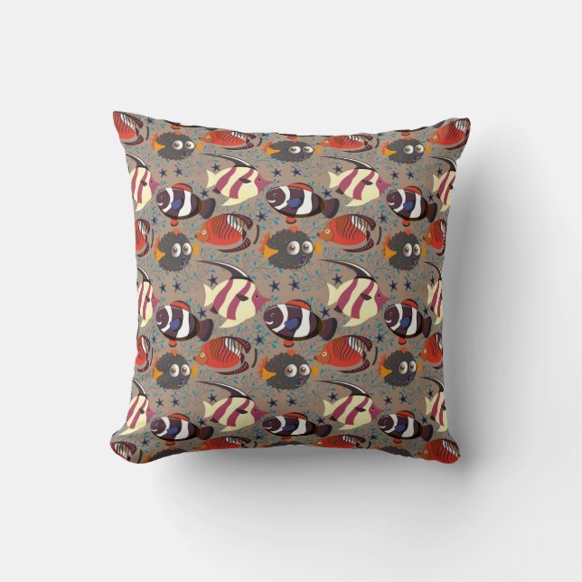 Aquatic animals pattern | ocean underwater life 41 cushion (Front)