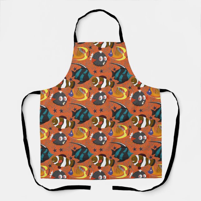 Aquatic animals pattern | ocean underwater life 42 apron (Front)