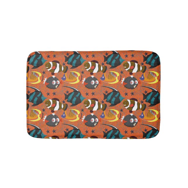 Aquatic animals pattern | ocean underwater life 42 bath mat (Front)