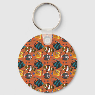 Aquatic animals pattern   ocean underwater life 42 key ring