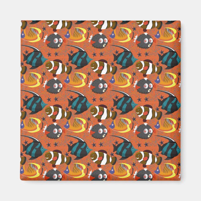 Aquatic animals pattern | ocean underwater life 42 magnet (Front)