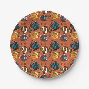 Aquatic animals pattern   ocean underwater life 42 paper plate