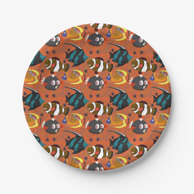 Aquatic animals pattern | ocean underwater life 42 paper plate (Front)