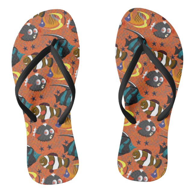 Aquatic animals pattern | ocean underwater life 42 thongs (Footbed)