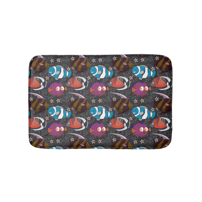 Aquatic animals pattern | ocean underwater life 43 bath mat (Front)