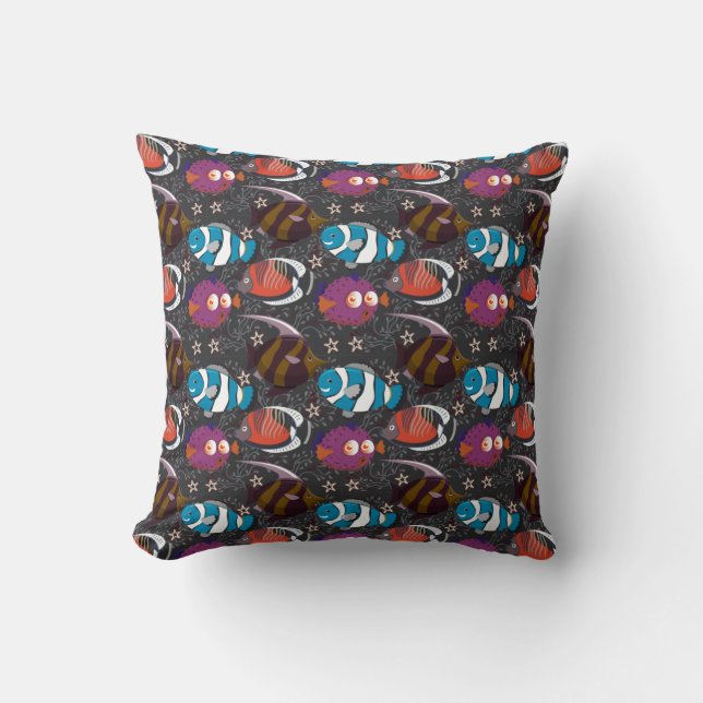 Aquatic animals pattern | ocean underwater life 43 cushion (Front)