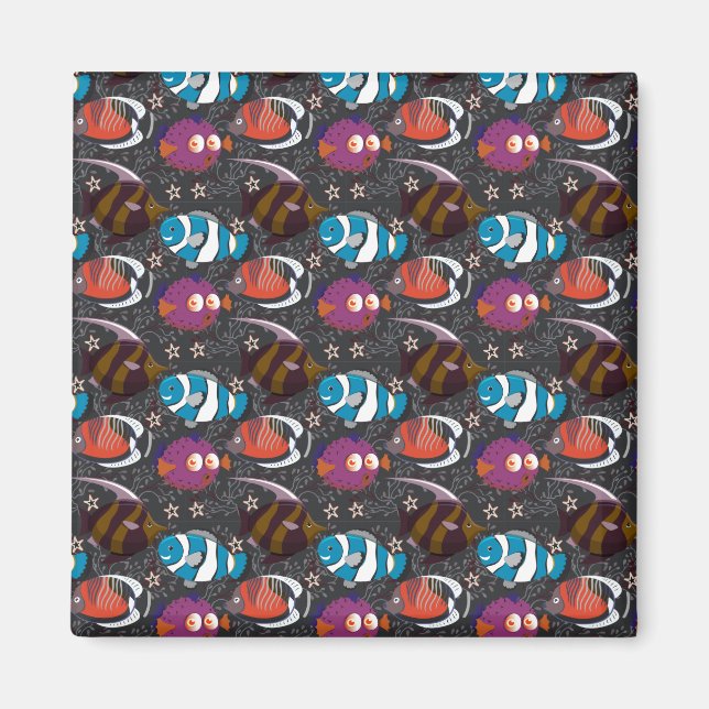Aquatic animals pattern | ocean underwater life 43 magnet (Front)