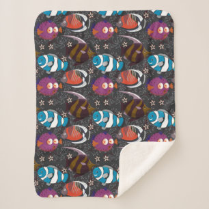 Aquatic animals pattern ocean underwater life 43 sherpa blanket