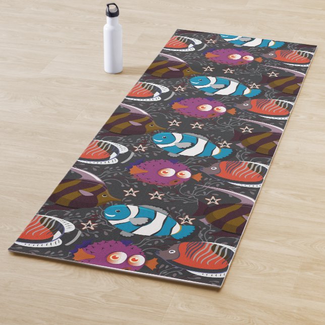 Aquatic animals pattern | ocean underwater life 43 yoga mat (In Situ)