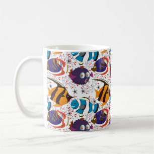 Aquatic animals pattern ocean underwater life 44 coffee mug