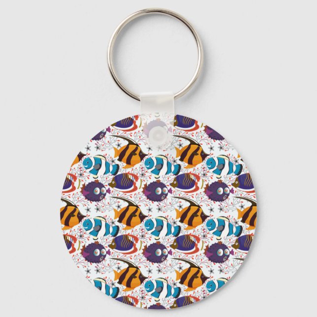 Aquatic animals pattern | ocean underwater life 44 key ring (Front)
