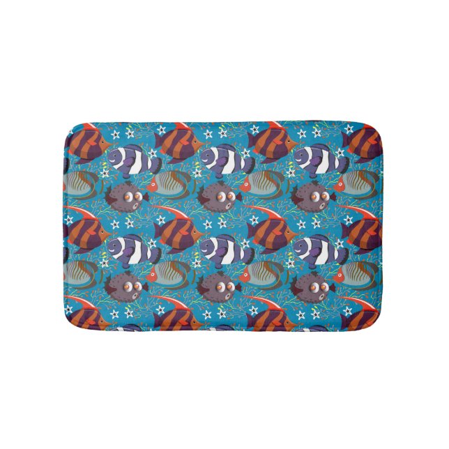 Aquatic animals pattern | ocean underwater life 45 bath mat (Front)