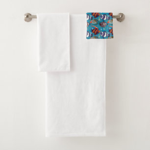 Aquatic animals pattern   ocean underwater life 45 bath towel set