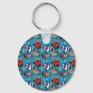 Aquatic animals pattern ocean underwater life 45 key ring