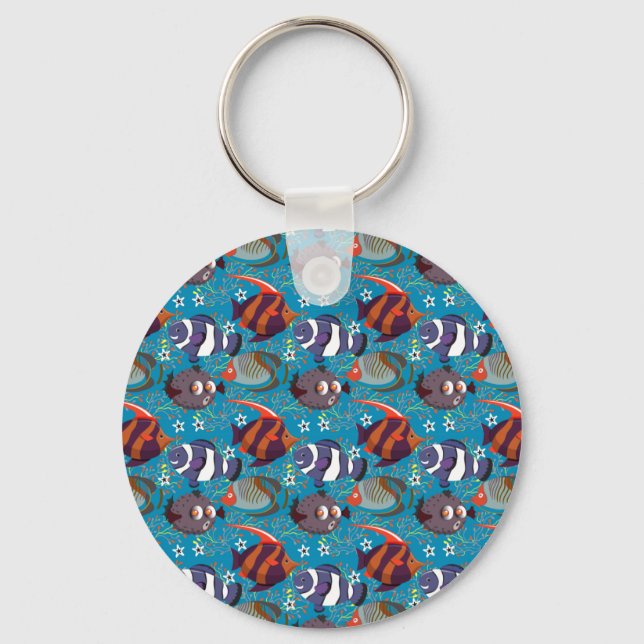 Aquatic animals pattern | ocean underwater life 45 key ring (Front)