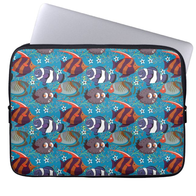Aquatic animals pattern | ocean underwater life 45 laptop sleeve (Front)
