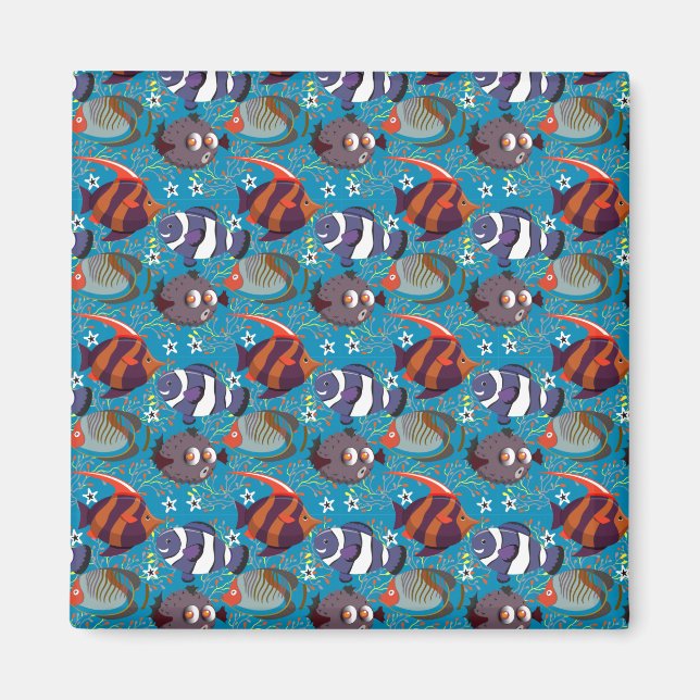 Aquatic animals pattern | ocean underwater life 45 magnet (Front)