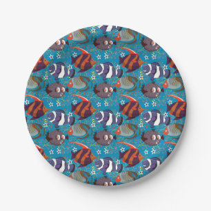 Aquatic animals pattern ocean underwater life 45 paper plate