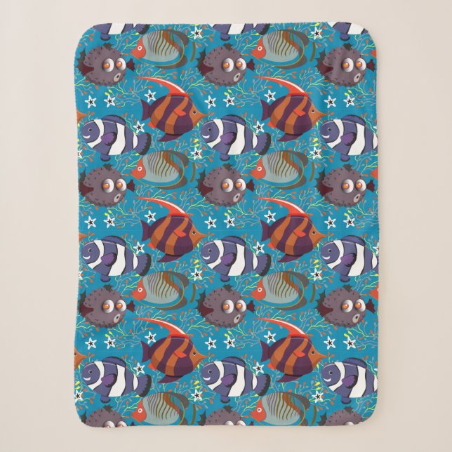 Aquatic animals pattern | ocean underwater life 45 sherpa blanket (Front)