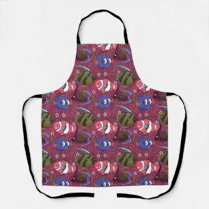 Aquatic animals pattern ocean underwater life 46 apron