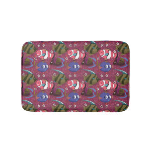 Aquatic animals pattern ocean underwater life 46 bath mat