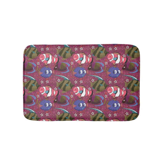 Aquatic animals pattern | ocean underwater life 46 bath mat (Front)